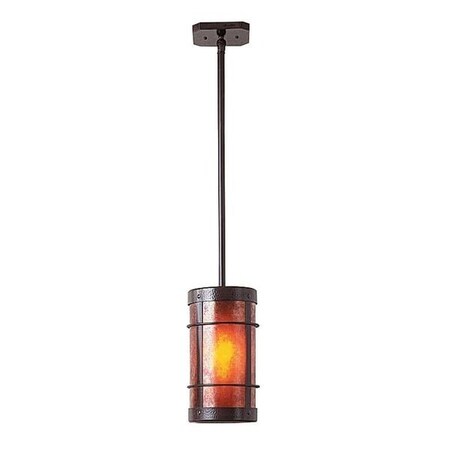 Arroyo Craftsman 9" Valencia Stem Mount Pendant - No Roof, Rustic Brown, Rain Mist Glass VSH-9NRRM-RB